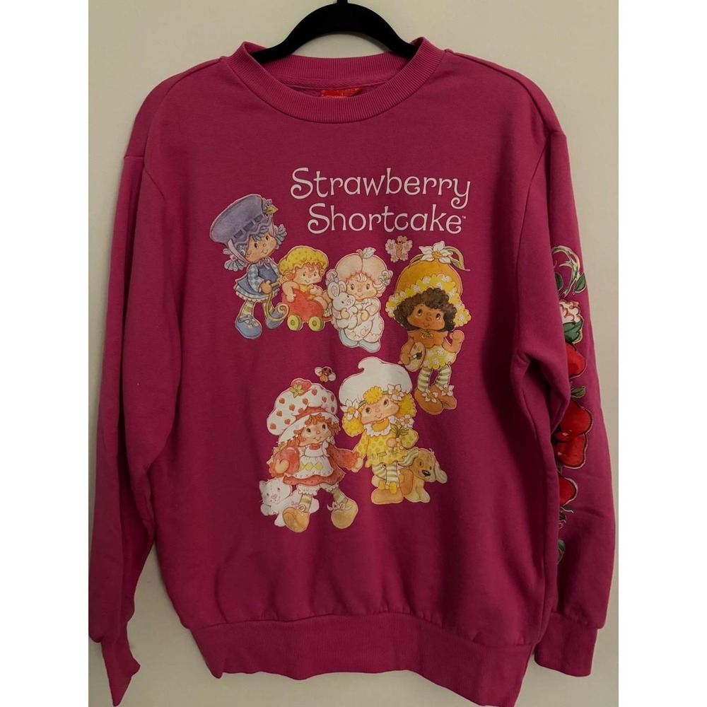 Strawberry Shortcake Pink Graphic Sweatshirt Character Sleeve Print